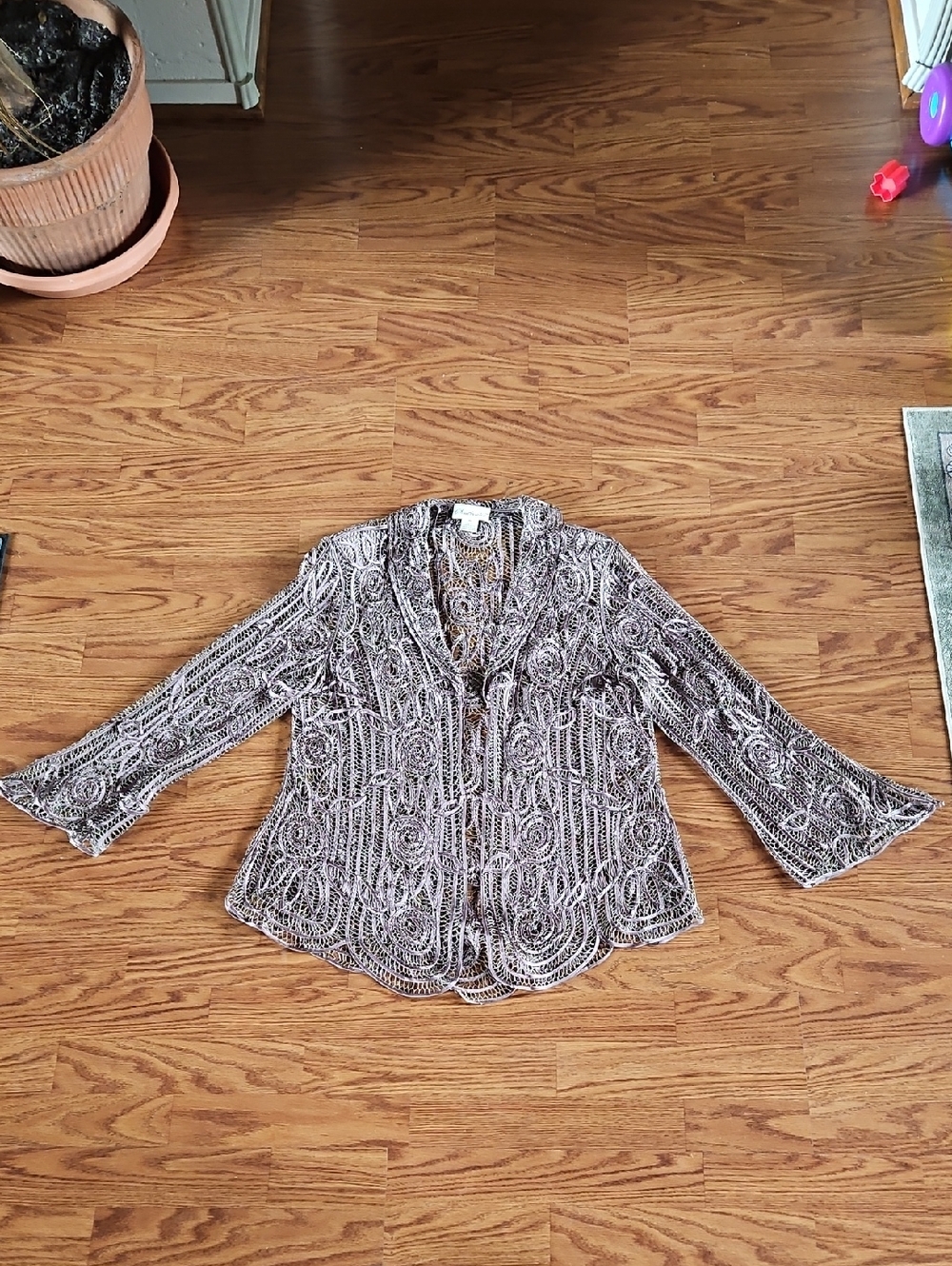 Soulmates Formal Embroidered Lace Dress With Jacket - Picture 3 of 11